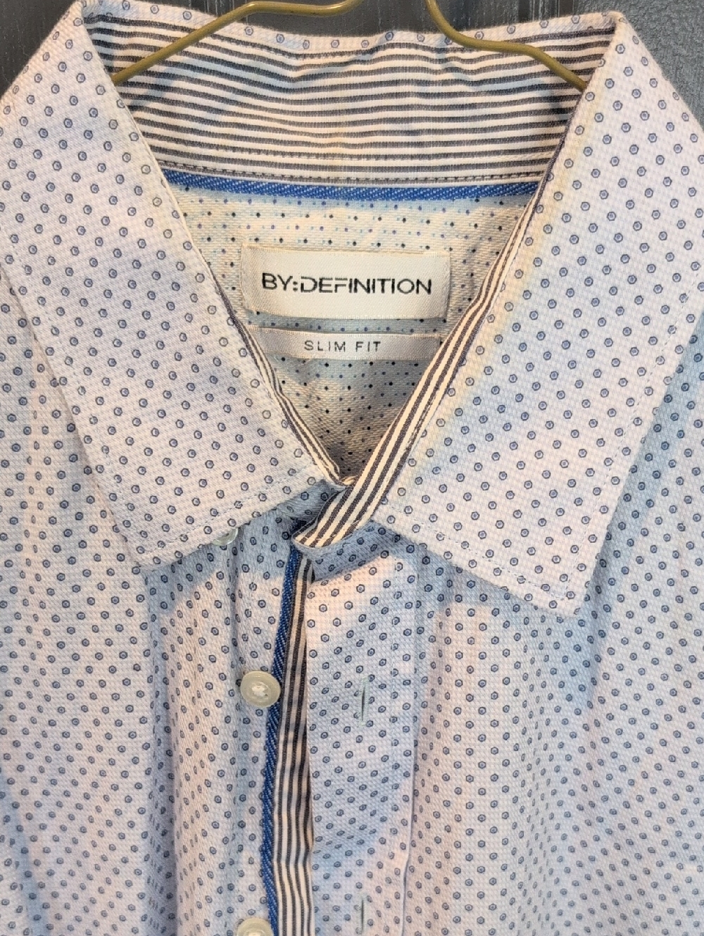 Light Blue Micro-Print Slim Fit Dress Shirt